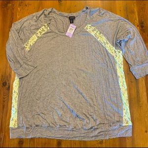 Plus Size top, cute lace detail. NWT.